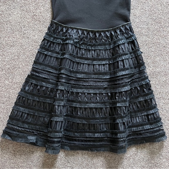 Black Jumper Dress with Lace Pattern Detail A-Line Skirt Bottom Womens Small - Picture 7 of 11